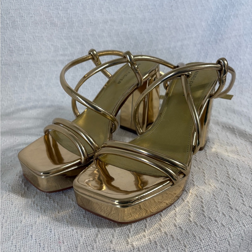 Gold Marc Fisher Platform Heels